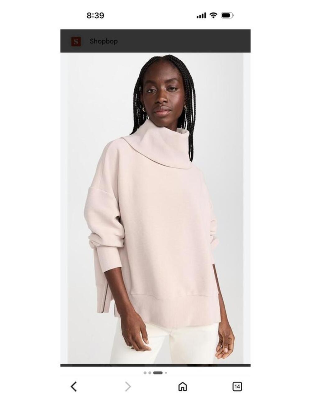 Varley Milton beige Cream ribbed Sweatshirt with Side Zippers cozy M